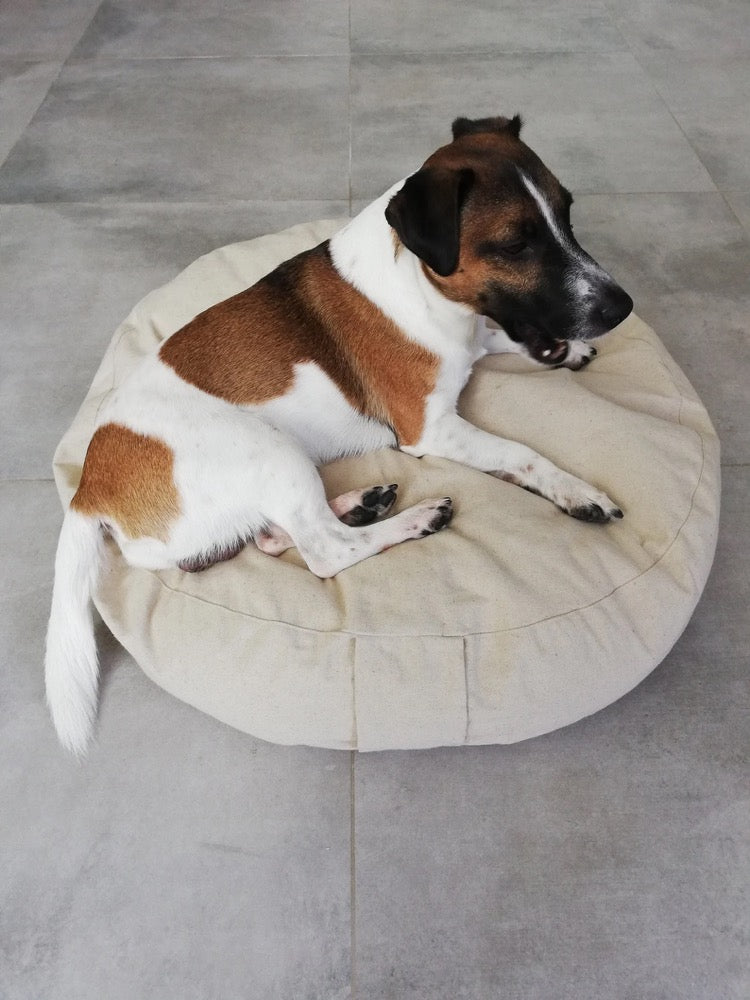 Linen round dog bed cover, washable dog bed cover, dog bed duvet, eco frendly dog bed cover, zippered durable dog bed cover